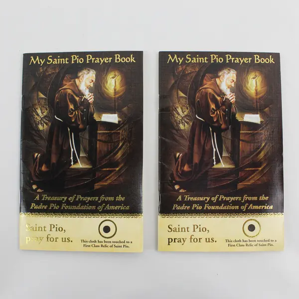Lot Of 2 My Saint Pio Prayer Books Touched Relic Cloth on Cover Paperback