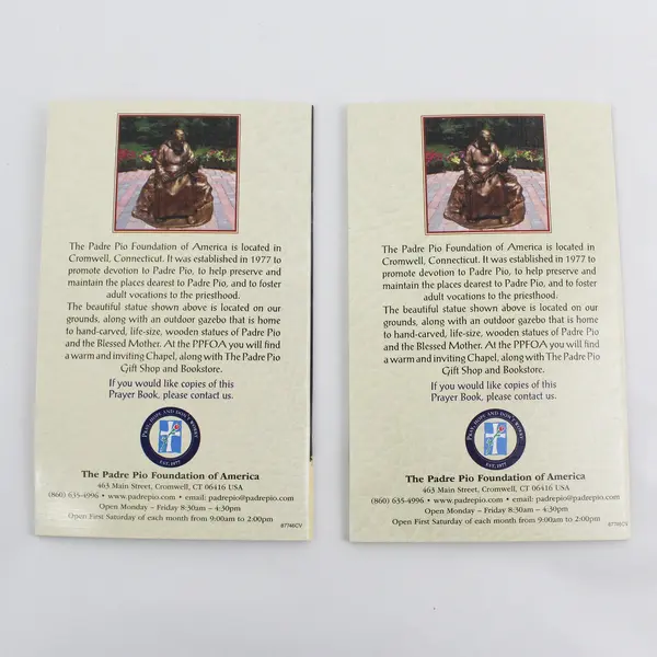 Lot Of 2 My Saint Pio Prayer Books Touched Relic Cloth on Cover Paperback