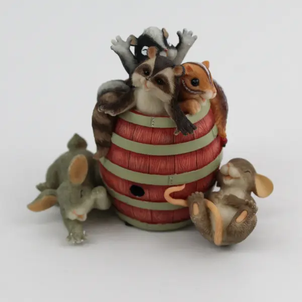 2004 Fitz and Floyd Charming Tails Our Friendship Is A Barrel Of Laughs Figurine
