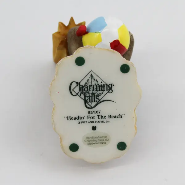 2000 Fitz & Floyd Charming Tails  Headin' For The Beach Resin Figurine 83/107