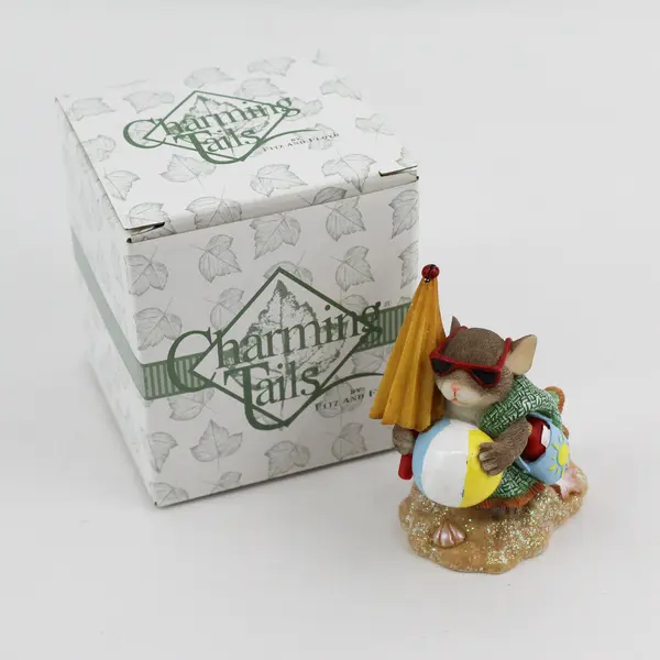 2000 Fitz & Floyd Charming Tails  Headin' For The Beach Resin Figurine 83/107