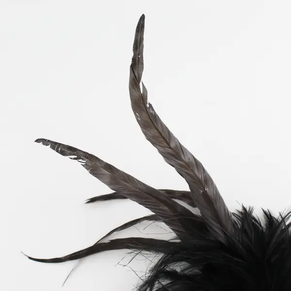 Vintage Black Feather Hat Pin Brooch - Safety-Pin Clasp Backing