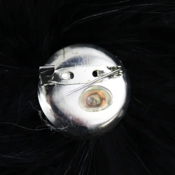 Vintage Black Feather Hat Pin Brooch - Safety-Pin Clasp Backing