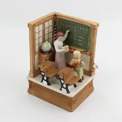 Vintage Enesco "The A-B-C's" Classroom w/ Teacher Music Box - Plays Alouette
