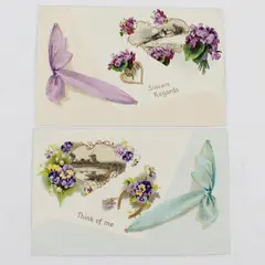 Lot of 2 Vintage Embossed Floral Greeting Postcards United Art Publishing