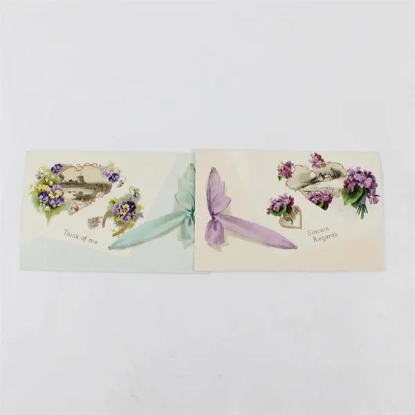Lot of 2 Vintage Embossed Floral Greeting Postcards United Art Publishing