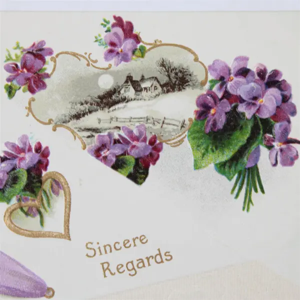 Lot of 2 Vintage Embossed Floral Greeting Postcards United Art Publishing