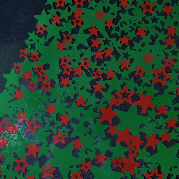 Reverse Painted Red And Green Stars Christmas Tree Glass Platter 13.5"
