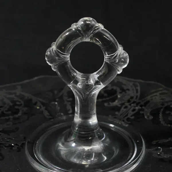 Vintage Silver Overlay Glass Tidbit Tray With Center Handle 11"