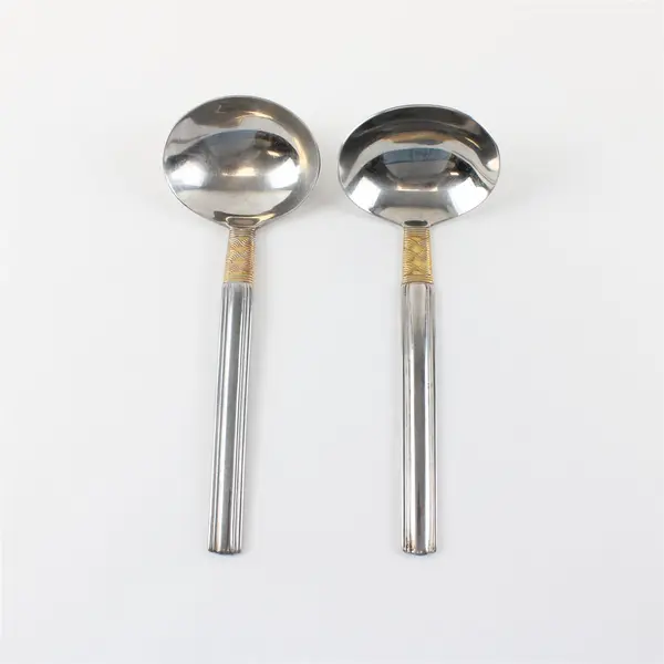 Two Stainless Golden Crossroads Gravy Ladles with Gold Accents by Pfaltzgraff