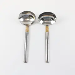 Two Stainless Golden Crossroads Gravy Ladles with Gold Accents by Pfaltzgraff