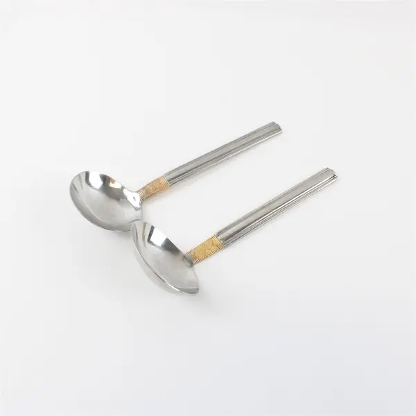 Two Stainless Golden Crossroads Gravy Ladles with Gold Accents by Pfaltzgraff