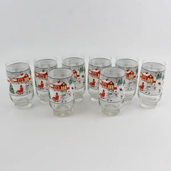Set of 8 Sango Silent Night Glass Tumblers ~ 14 oz 