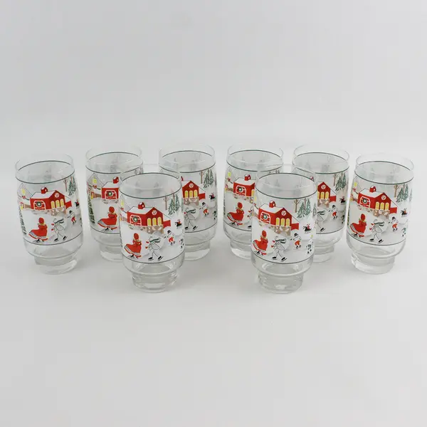 Set of 8 Sango Silent Night Glass Tumblers ~ 10 oz 