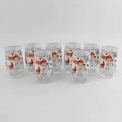 Set of 8 Sango Silent Night Glass Tumblers ~ 10 oz 