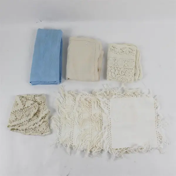 Lot of 10 Vintage Table Linens Napkins Hot Pads Doilies DIY Upcycling FLAWED