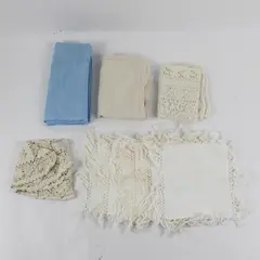 Lot of 10 Vintage Table Linens Napkins Hot Pads Doilies DIY Upcycling FLAWED