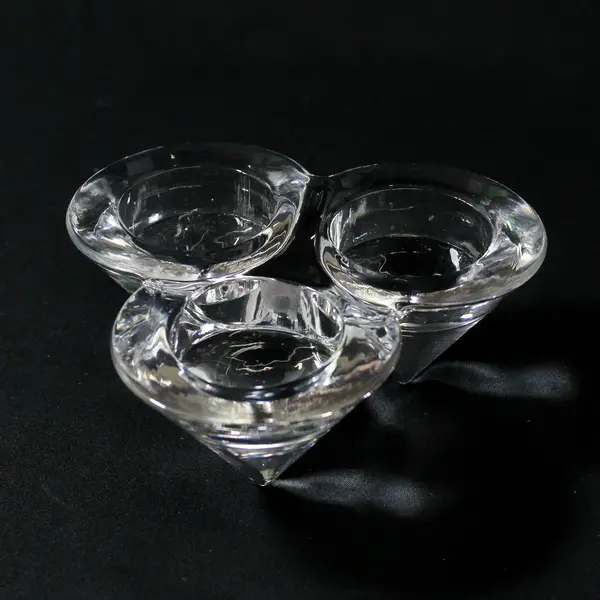 Retired Partylite Diamond Trio Tealight Candle Holder Heavy Glass