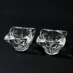 Set of 2 Clear Glass Floral Candle Holders for Votive Tealight Candles