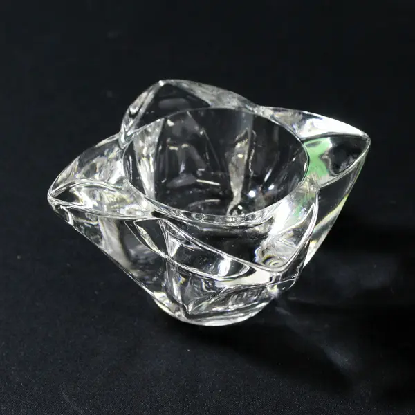 Set of 2 Clear Glass Floral Candle Holders for Votive Tealight Candles
