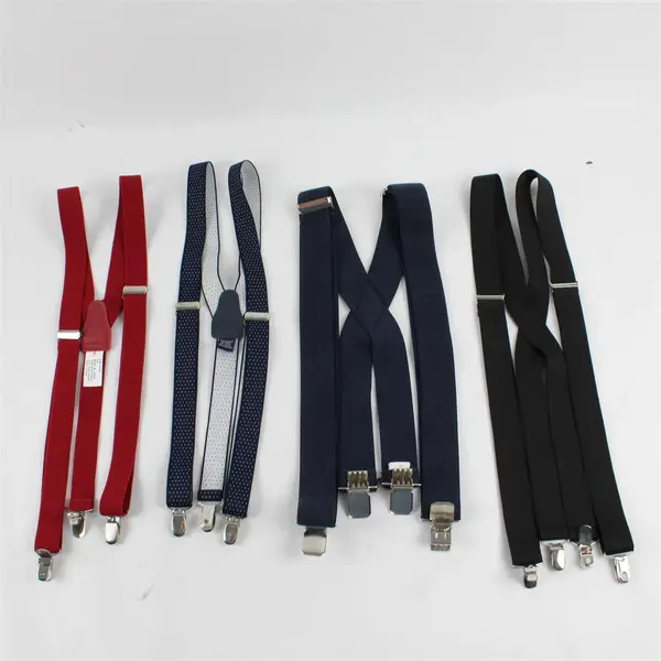Lot of 4 Men's Suspenders Black Red and Navy