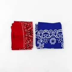Lot of 2 Red and Blue Paisley Print Bandana 100% Cotton Head Wrap Scarf  