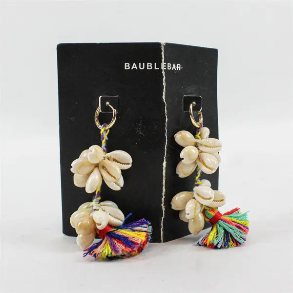 BaubleBar Cowrie Shell Multicolor Thread Tassel Dangle Earrings