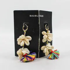 BaubleBar Cowrie Shell Multicolor Thread Tassel Dangle Earrings