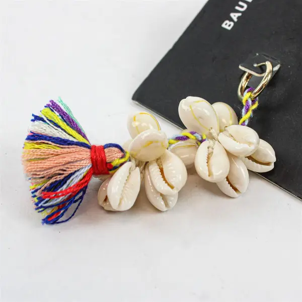 BaubleBar Cowrie Shell Multicolor Thread Tassel Dangle Earrings