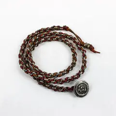 Dill Braided Leather Gunmetal Chain Button Closure Necklace 23"