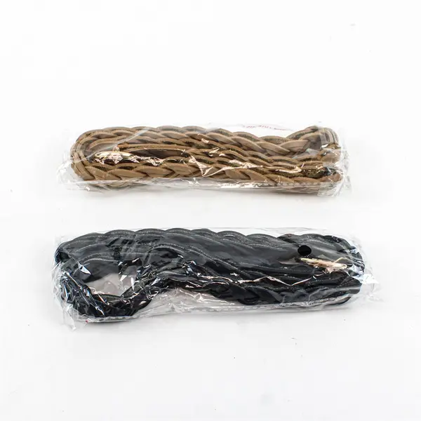 Lot of 2 Women's Braided Faux Leather Belts Navy Beige One Size
