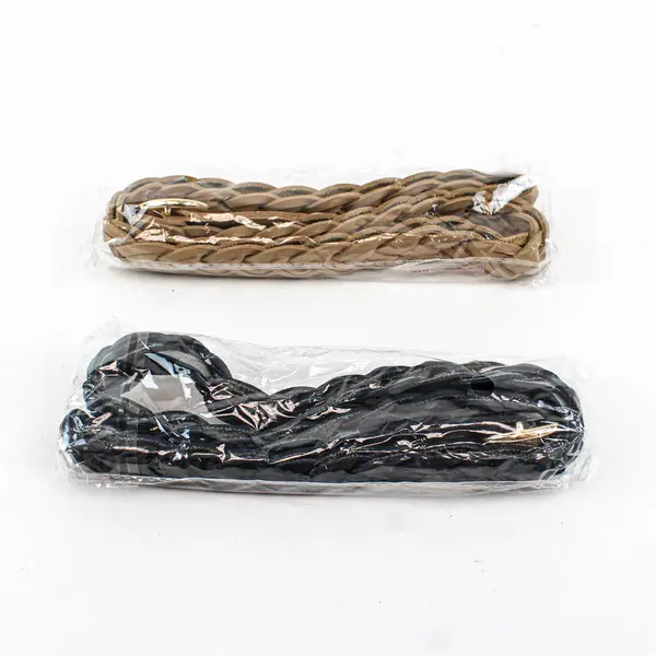 Lot of 2 Women's Braided Faux Leather Belts Navy Beige One Size