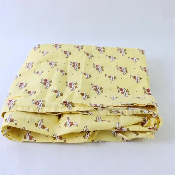 Handmade Tied Tablecloth w/ Ties Ducks Geese Butter Yellow 41x43