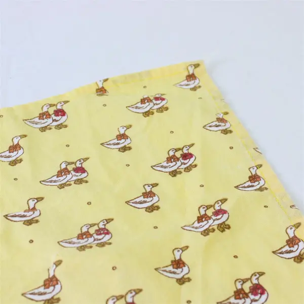 Handmade Tied Tablecloth w/ Ties Ducks Geese Butter Yellow 41x43