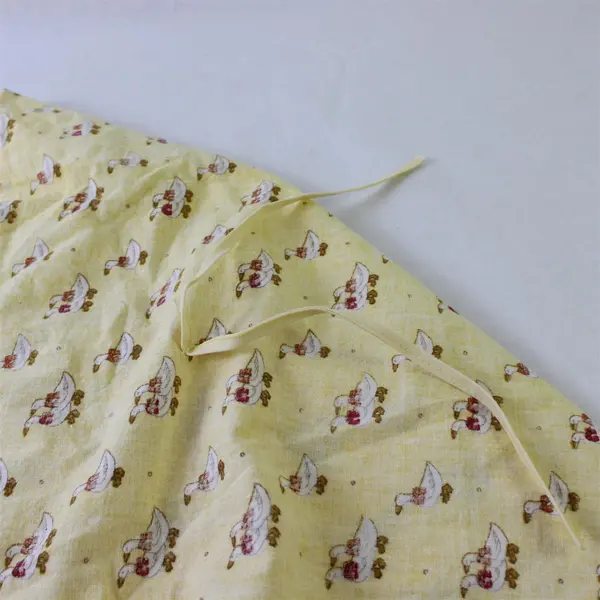 Handmade Tied Tablecloth w/ Ties Ducks Geese Butter Yellow 41x43