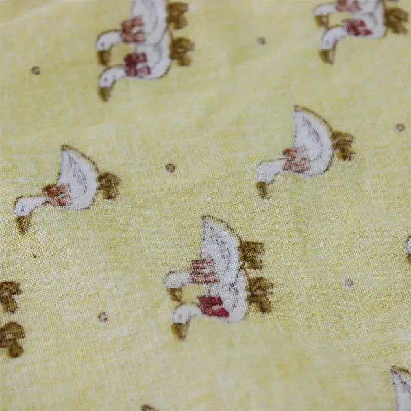 Handmade Tied Tablecloth w/ Ties Ducks Geese Butter Yellow 41x43