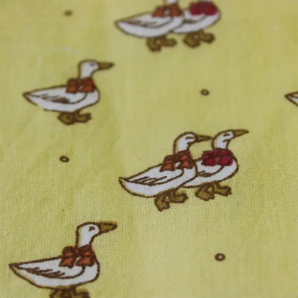Handmade Tied Tablecloth w/ Ties Ducks Geese Butter Yellow 41x43