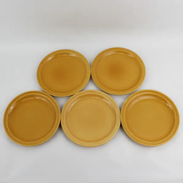 5 Vintage SYRACUSE China Co “Cantina” Saffron Yellow 9” Luncheon Plates