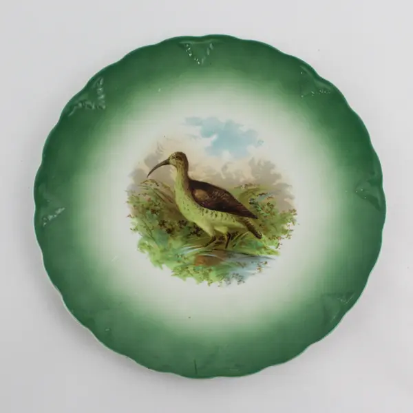 Petrus Regout & Co. Maastricht Curlew Plate 9.5in Antique Porcelain