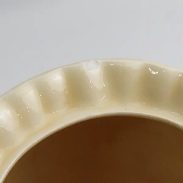 Light Yellow Ceramic Biscuit Jar Canister Embossed Vine Pattern