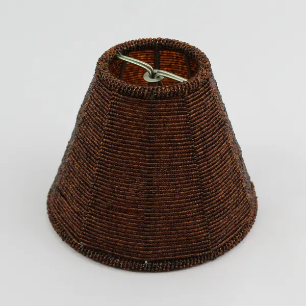 Amber Brown Small Beaded Lamp Shade 4.25" Tall