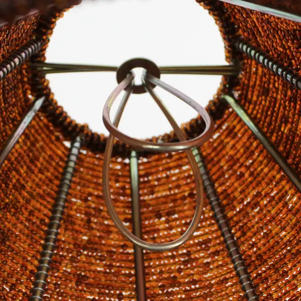 Amber Brown Small Beaded Lamp Shade 4.25" Tall