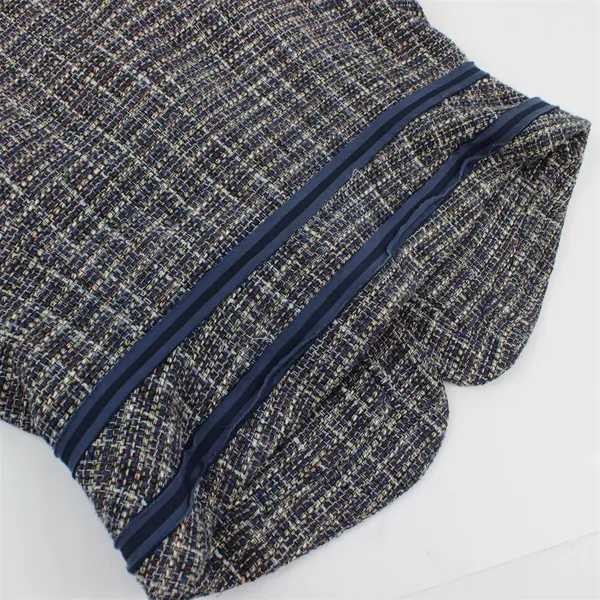 BCBG Max Azria Blue Brown Tweed Short Sleeve Button Front Jacket Women's Large