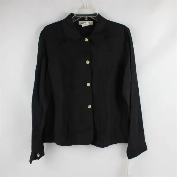 Harve Benard Black Long-Sleeved Linen Button-Up Women's Medium NWT