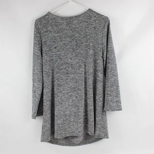 Akieva Gray Sequin 3/4-Sleeved Cowl Neck Faux Layered Top Women's Large