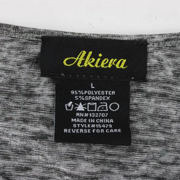 Akieva Gray Sequin 3/4-Sleeved Cowl Neck Faux Layered Top Women's Large