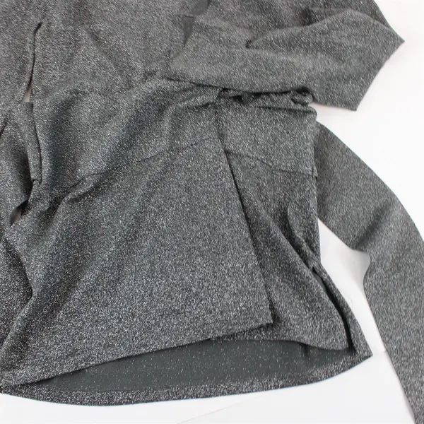 Philosophy by Republic Gray Sparkly V-Neck 3/4 Sleeve Front Tie Top Womens L