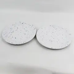 Artistic Accents Set of 2 White Blue Speckled Melamine Dinner Plates
