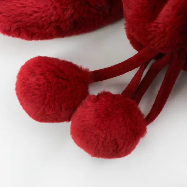 Martha Stewart Christmas Stocking 21" Red Fleece Fuzzy with Poms
