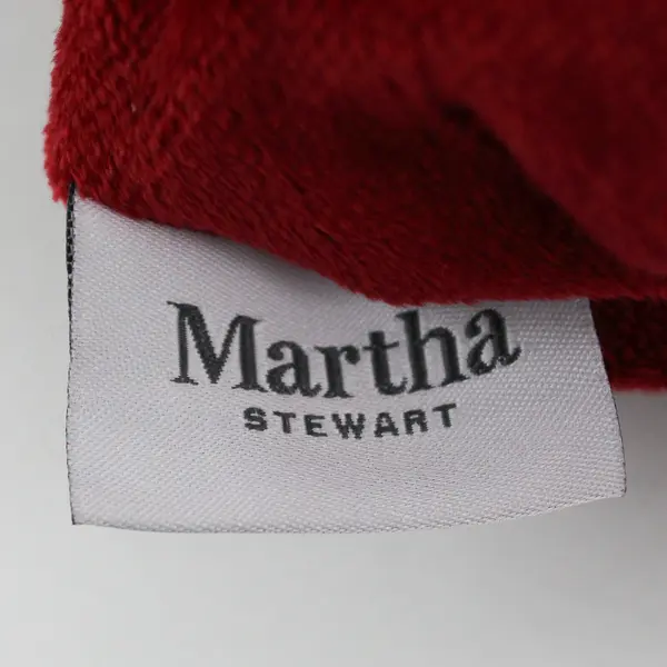 Martha Stewart Christmas Stocking 21" Red Fleece Fuzzy with Poms